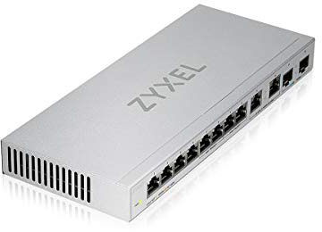 Zyxel Netzwerk Switch 12 Port | Unmanaged | 10G | XGS1010-12 | 8x 1G + 2x 2.5G + 2x 10G SFP+ Ports, Lüfterlos, Netzteil Enthalten, Einfache Plug-and-Play Installation