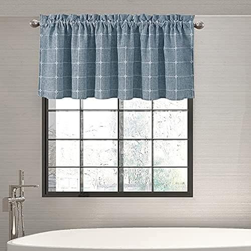 Shunjie.Home 2 Stück Querbehänge im Boho-Stil, kariert, Leinen, für Küche, Schlafzimmer, Badezimmer, Wohnzimmer (Blau, 132,1 x 45,7 cm)