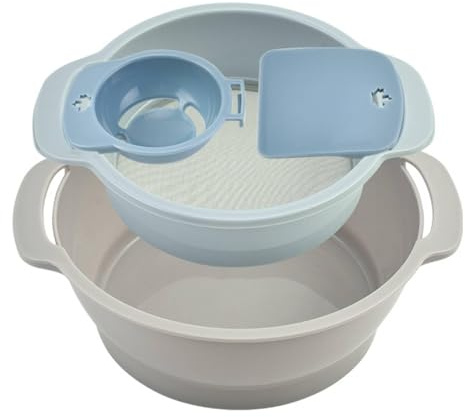 4 Stück/Set Mehlsieb, 24 cm, feinmaschiges, rundes Mehlsieb-Trimmtablett mit Teigschaber und Eiertrenner zum Backen von Kuchen und Brot in der Küche