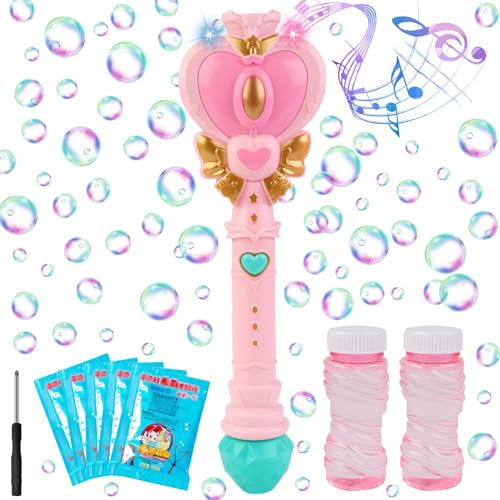 Seifenblasenmaschine,Seifenblasen,Seifenblasenmaschine Kinder,Zauberstab Automatische Bubble Maschine mit Seifenblasen Flüssigkeit,Seifenblasenstab Seifenblasenspielzeug für Party Geburtstag Hochzeit