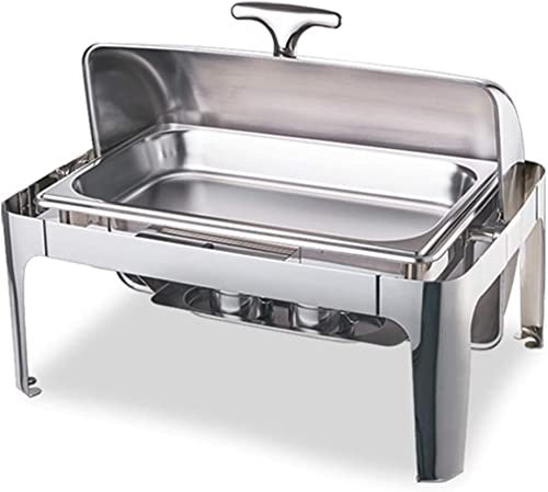 Chafing Dish, Stainless Steel Chafing Dish Set Buffet Silver Catering Warmer Set, Rectangle Chafing Dish Set, for Buffet Catering Kitchen Party(Color:Three Grid) (Double Grid)