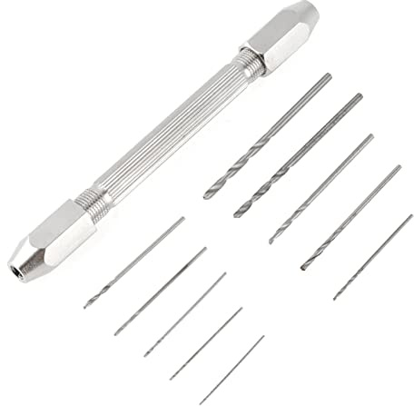Kimiss 10 -stycken Micro Drill Bit Set med Dubbeländstift Vie Chuck - för Smycken, Klocka och PCB reparation