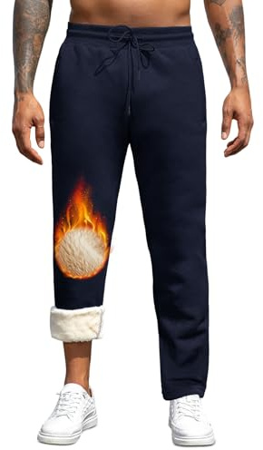 TMEOG Pantalon Polaire Homme Bas Jogging Hiver Chaud Pantalon de Survetement Thermique Pantalon Coton Sport Pantalon d'intérieur Epais pour Homme