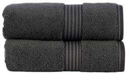 Christy Supreme Hygro 2 Hand Towels Set | Graphite Dark Grey | 100% Luxury Supima Cotton | Ultra Soft | Super Absorbent | 650GSM | Plush and Long Lasting