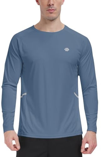 MoFiz Rashguard Anti-UV Homme Manches Longues T Shirt Séchage Rapide Surf UPF 50+ pour Natation Surf Plongée Bleu Grisâtre 4XL
