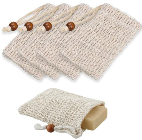4 Stück Seifensäckchen,Seifensäckchen Für Feste Seife,Seifenbeutel,Seifenbeutel Für Feste Seife,Seifensäckchen Sisal,Seifenbeutel Für Haarseife, Seifenbeutel Set Seife Mesh Tasche Für Festes Duschgel
