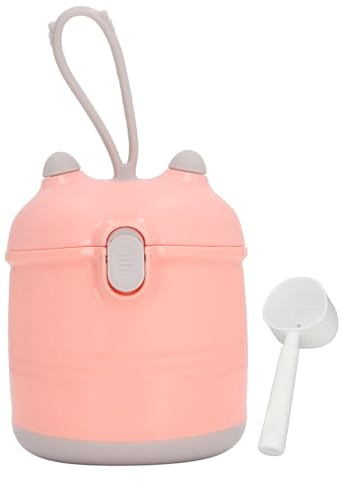 Milchpulver-Spenderbehälter, Separate Fächer, Seitenschaber-Design, Lebensmittelechtes PP, Doppeltes Dichtungsdesign, Rosa, mit Löffel, Geeignet für Reisen