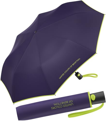 Benetton Paraguas de bolsillo, tamaño mini, de apertura automática, añil, 95 cm