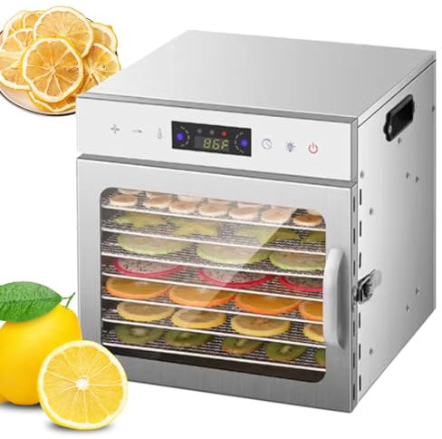 Essiccatore per alimenti, essiccatore per alimenti digitale da banco a 6/8/12/18 vassoi, essiccatore per alimenti con controllo della temperatura per carne, frutta e verdure essiccate,8-Trays