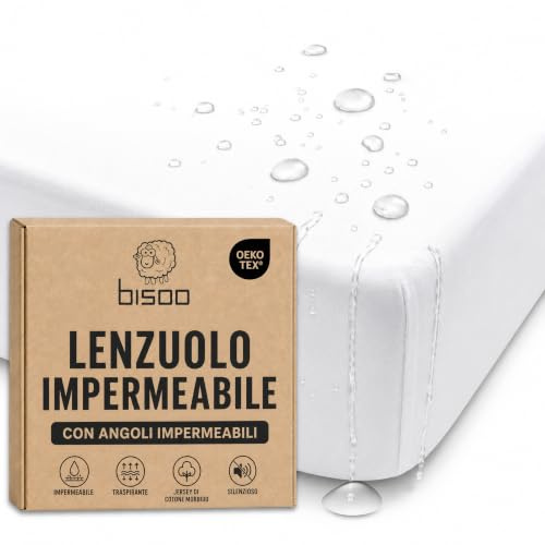 Bisoo Lenzuolo Magico 80x180 Bianco Lenzuolo con Angoli per Montessori | 2 in 1, Risparmia il Coprimaterasso, Impermeabile, Traspirante, Morbido Cotone Jersey Oeko-Tex