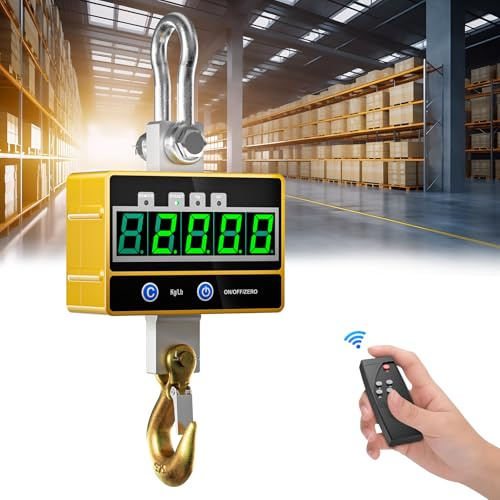 Tnamdan Pesante Bilancia Industriale 2000 kg per impieghi gravosi Bilancia per Gru Digitale Ricaricabile con Telecomando 2T Bilancia a Sospensione Elettronica ad Alta precisione da 2T