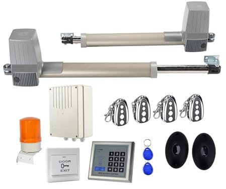 KONGMM Motor de Puerta corrediza Actuador de Puerta Solar de Doble Brazo DC 300KG 2,5 Metros, Operador de Puerta batiente automática, abridor de Puerta batiente eléctrico de 24vdc(Kit2)