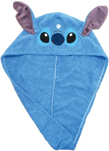 DISNEY STITCH – Asciugamano Capelli Bambini in Microfibra Morbida – Asciugatura Rapida Senza Calore – Delicato e Pratico – Prodotto Ufficiale Disney