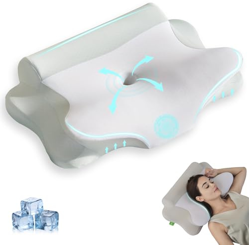 Z-hom Memory Foam Pillow, Supportive Neck Pillow, Comfortable and Ergonomic Side Sleeper Pillow, Cooling Removable Pillowcase, 60×39×12 (Spliced Grey)