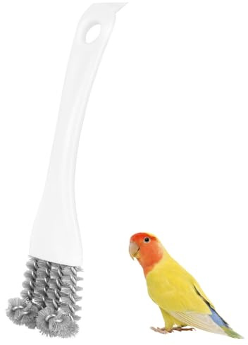 MiOYOOW Vogelkäfig Bürste, Papageienkäfig Reinigungsbürste mit Schaufel und Ergonomischem Griff, Vogelkäfig Zubehör für die Reinigung von Vogelkäfigen