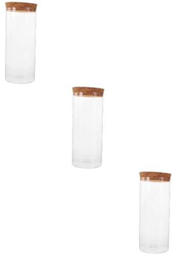 Milisten 3 Pièces Bouteille pour Terrarium DIY Vase pour Plantes et Fleurs Décoration de Bureau Transparent Grand Modèle avec Bouchon Liège