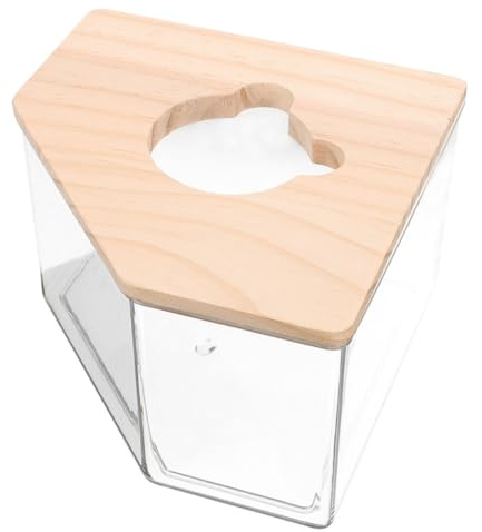 LIOOBO Hamster-sandbadbox aus Acryl mit Holzdeckel Durchsichtige Hamster-badeboxen für Sandbad für Hamster Chinchillas und Meerschweinchen Haustierzubehör zum Baden und Spielen