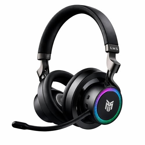 LMS Gaming Over Ear Headphones Wireless for Phones, PC, PS4, PS5 XBOX-ONE, Noise Cancelling Headphones Wireless Bluetooth - PC Accessories Gaming Headsets with Microphone -10m Bluetooth Range - Black