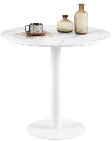 buybyroom Mesa de Comedor Redonda Redonda de bistró, Mesa de Cocina, pequeña y Sencilla para Cocina, Comedor y salón, Mesa Redonda de 80 cm, Mesa de mármol