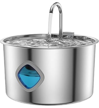 Fuente de Agua para Gatos | Fuente de Agua de 3.2 L para Gatos en el Interior | Alimentador automático de Acero Inoxidable dispensador para Gatitos, Cachorros, Perros, Comida Grande y Mediana