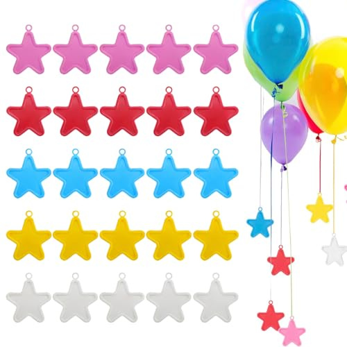 25 Piezas Peso para Globos de Estrella, Peso Globo Helio de Plástico, Accesorios para Globos de Fiesta Decoración Boda Cumpleaños Interior Exterior