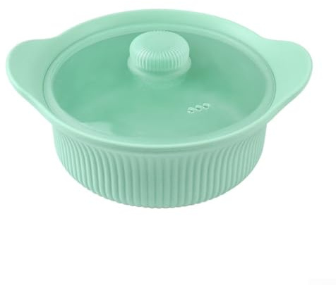 Pentola a vapore in silicone con coperchio, ciotola per friggitrice ad aria per microonde, 22,8 cm, cottura a vapore veloce per verdure, riso, cottura sana a basso contenuto di grassi (verde grande