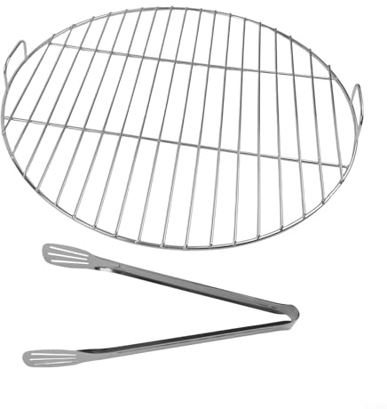 Griglia rotonda in acciaio inox con manico, compatibile con griglie Weber 7432 e 57 cm, costruita per resistere alla deformazione e semplificare la pulizia (45 cm)