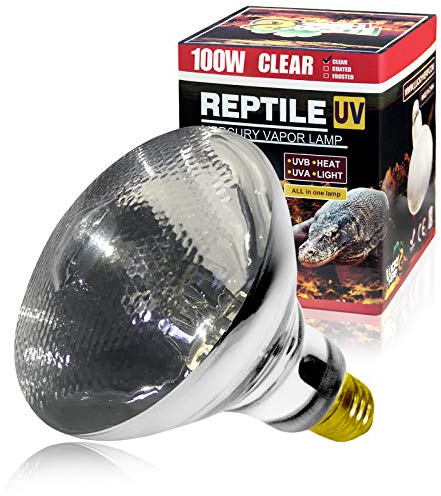LUCKY HERP 100 Watt UVA+UVB Full Spectrum Vapor Heat Lamp Bulb, High Intensity Self-Ballasted Heat Basking Lamp/Bulb/Light for Reptile and Amphibian, Sun Lamp for Bearded Dragon Lizard Turtle(Clear)