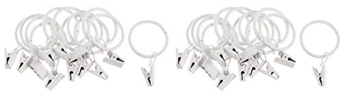 LOVIVER 24pcs Anneaux avec Pinces pour Rideaux, Draperie Décorative en Métal Résistant - Blanche 25mm