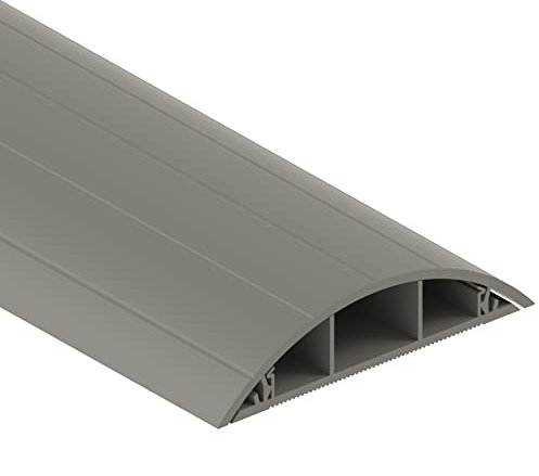 Habengut Guide-câble au Sol en PVC Gris Semi-Circulaire pour jusqu'à 3 câbles Largeur 7,5 cm Longueur 1 m