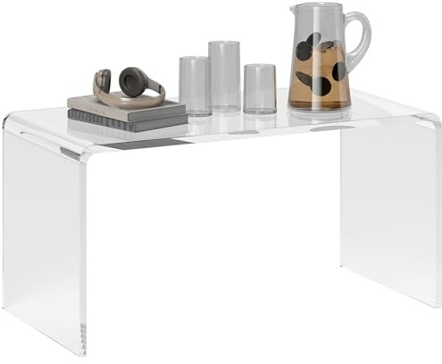 HOMCOM 0.6 Thick Acrylic Coffee Table, 32 Long Rectangle Waterfall Coffee Table, Clear