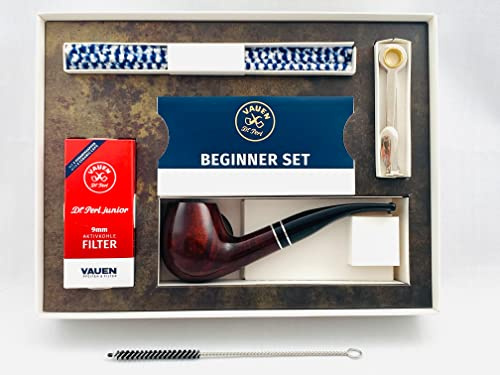 VAUEN Pfeife Intro 1 Starter Set - gebogen hell braun 9mm Filter Version 2020