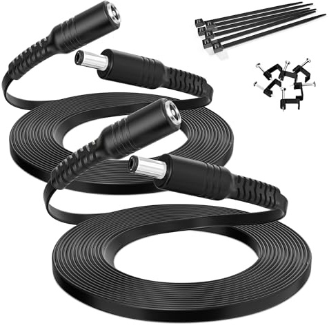 Itramax 12V DC5521 Flaches Verlängerungskabel 3M/10FT 2er Pack Hohlstecker | 5,5mmx2,1mm Netzteil Verlängerung mit Hohlstecker für CCTV IP Sicherheitskamera DVR NVR Router LED Streifen TP-Link Tapo C500