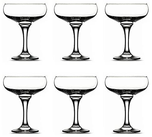 Acan Tradineur - Pack de 6 Copas Misket - Capacidad 23,5 cl (8 oz) - Vasos Vidrio Champagne Celebraciones, Fiestas - Aptas para lavavajillas - Ø 9,5 x 13,5 cm