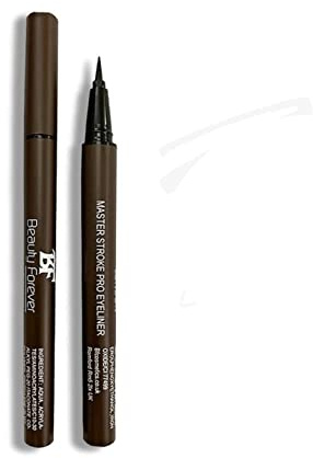 Beauty Forever Master Stroke Pro Eyeliner, Felt Tip Pen Eyeliner, Semi Matte Finish, Long Lasting, Waterproof, Face Painting, Smudge Proof, Suitable For All Eye Shapes, Available in 3 Shades (Brown)