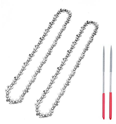 SEESII 2-Pack 8 Inch Mini Chainsaw Chains – 1/4 LP, .043 Gauge, 45DL | Fits SEESII M8 Boost/334411 and Supstable 8C8SM and Other 8-Inch Mini Chainsaws Requiring 45DL, with 2 Sharpening Files