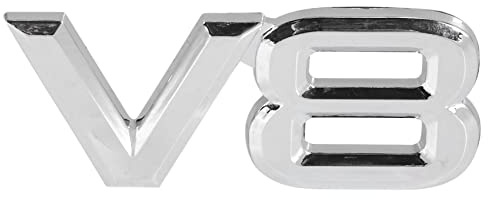 Wisboey 7.5x3.5cm KFZ V8 Aufkleber 3D Chrom Sticker Abzeichen Emblem