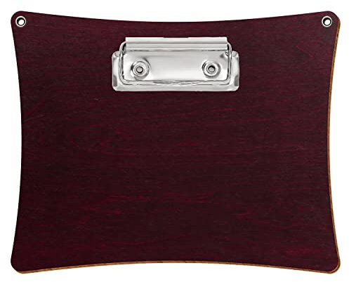 Bütic Holz Klemmbrett konkav Violett für DIN A3 A4 A5 A6 mit 2 Ösen aus 3 mm starkem Birkensperrholz mit Klarlack versiegelt, Format:A6 quer, Klemme:Bügelklemme silber