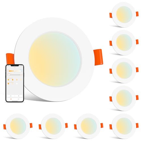 ChangM LED Downlights Ceiling for Alexa 3 inch 8W，Bluetooth Smart Spot Lights with APP and Voice Control, Recessed Ceiling Lights Daylight 2700-6000K Lighting for Bedroom Kitchen 8 Packs