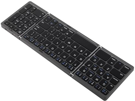 Faltbare Bluetooth-Tastatur, 3-fache Kabellose Tastatur, Tragbare -Klapptastatur, Wiederaufladbare, Ultraschlanke Taschentastatur für OSX für Android für (Dunkelgrau)