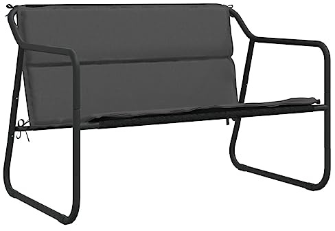 vidaXL 2-Sitzer Gartenbank mit Kissen Anthrazit Stahl