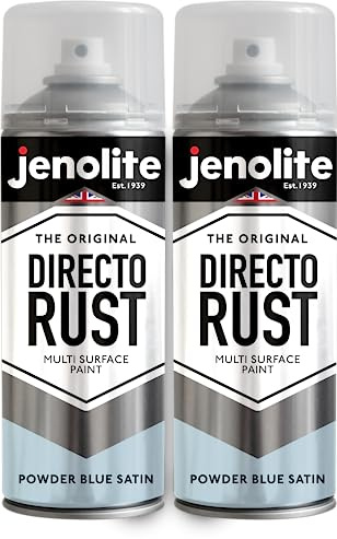 JENOLITE Directorust sprayfärg satinfinish | pulverblå | 2 x 400 ml | direkt till rostsprayfärg för metall | allt-i-ett-färg för metall, trä, plast, keramik | RAL 240 80 10