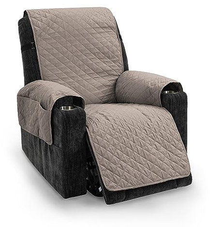 TIANSHU Wasserdichter Sesselschoner, Doppelseitig Verwendbarer Sesselbezug Relaxsessel Protector Haustierfreundlich rutschfest Abnehmbar und Waschbar Sesselschoner für Fernsehsessel(Sand)