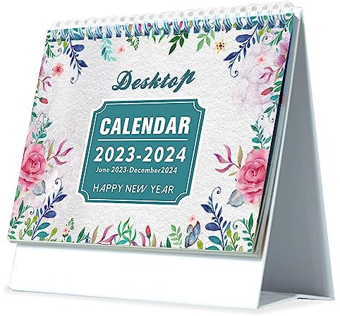 Tischkalender 2023-2024 im Quer-Format, Tischkalender von Juni 2023 bis Dezember 2024, Schreibtisch Jahreskalender Kalender mit To-Do-Listen und Notizen 20,5 x 20,5cm (Weiß)