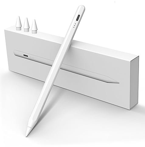 MEKO Penna iPad 2018-2025 13 Minuti di Ricarica Rapida Pencil con Rifiuto del Palmo,Penna per iPad 6-11ª, Air 3-5ª/13/11M2-M3, Mini 5/6ª, Pro 11/12.9(3-6ª)/13 M4