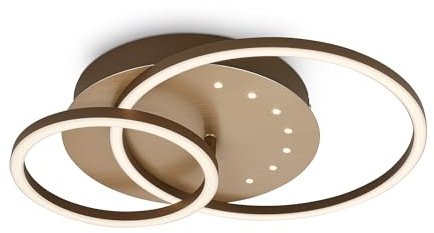 BRILONER - LED Deckenlampe mit kleinen LED-Dots, warmweißes Licht, Schwenkbare Deckenleuchte, LED Lampe Braun-Gold, 24W Wohnzimmerlampe mit Speicherfunktion, 400x300x75 mm (LxBxH)