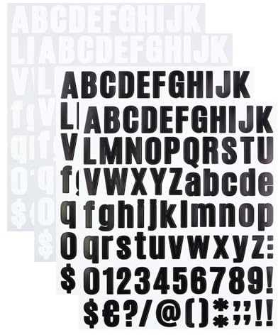 1 Inch Vinyl Letter Number Stickers, 324 Pieces Self Adhesive Alphabet Number Punctuation Sticker for Sign, Decor, Gift & Greeting Card Decoration - Black & White