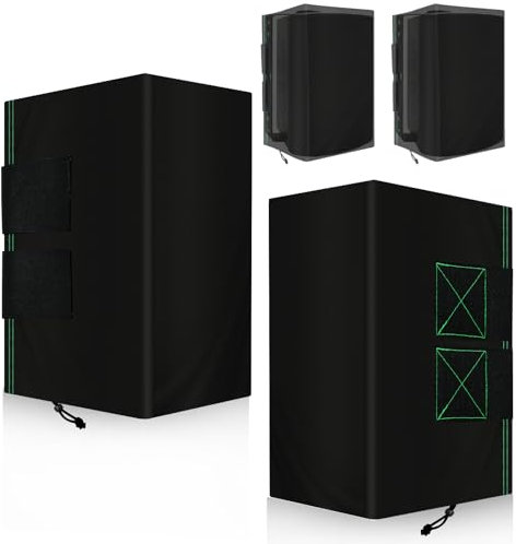 Yexcend 2 PCS Outdoor Speaker Cover, Wall Mounted Speaker Cover Weatherproof Waterproof UV Resistant and Dustproof 600D Oxford Cloth, Black(H 16 x W 10 x D 12)