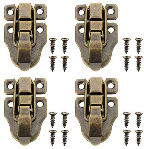 NIYATA 4Pcs Fermoirs pour Boite en Bois, Rétro Loquet de Fermeture Malle et Coffre, avec Vis,Loquet Boîtes Petite Taille Rétro Fermoir pour Boîte à Bijoux,Coffrets,Valises