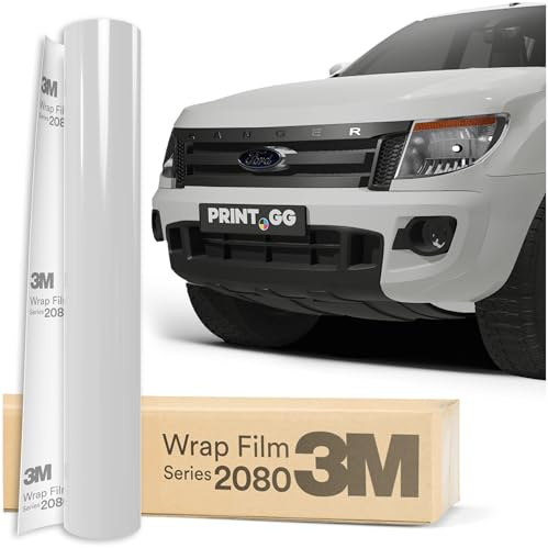 PRINT.GG Auto Folie 3M 2080 White Glanz G10, 152 x 250 cm | Selbstklebende Car Wrapping Folie | Robuste Lackschutzfolie für Auto, Motorrad, Boot | Autofolie mit Exzellenter Haftung